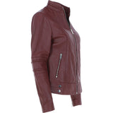 Leather Biker Jacket Oxblood: N-12