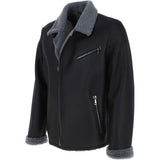 Mens Side Zip Sheepskin Pilot Jacket Black: NCB9