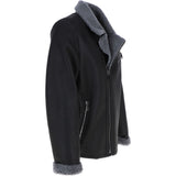 Mens Side Zip Sheepskin Pilot Jacket Black: NCB9