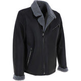 Mens Side Zip Sheepskin Pilot Jacket Black: NCB9
