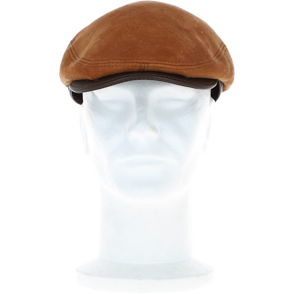 One Piece Sheepskin Leather Flat Cap Tan/brn: 04K
