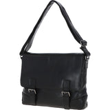 Mens Medium Leather Messsenger Bag Black : Oscar