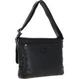 Mens Medium Leather Messsenger Bag Black : Oscar