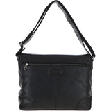Mens Medium Leather Messsenger Bag Black : Oscar