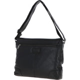 Mens Medium Leather Messsenger Bag Black : Oscar