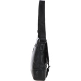 Mens Medium Leather Messsenger Bag Black : Oscar