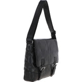 Mens Medium Leather Messsenger Bag Black : Oscar