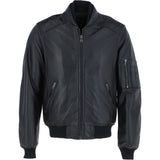 Mens Leather Bomber Jacket Black: Oscar Bomber