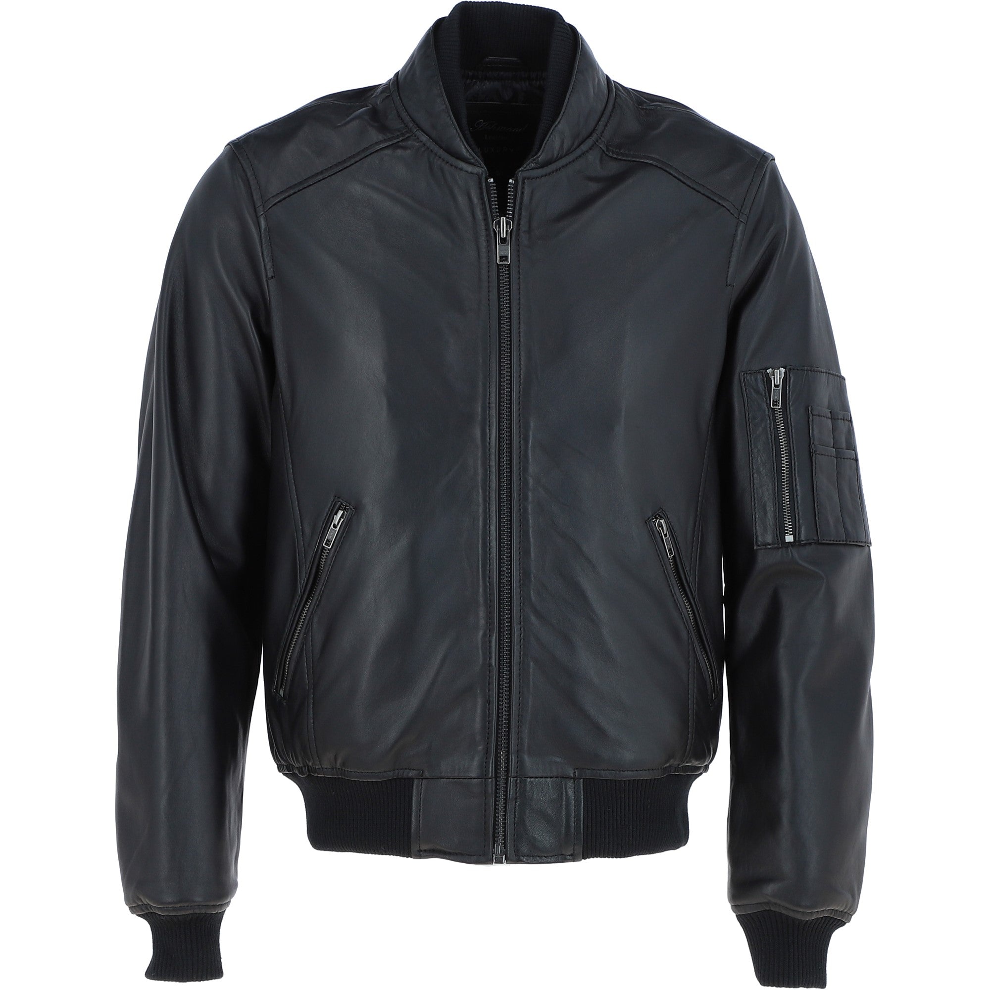 Mens Leather Bomber Jacket Black: Oscar Bomber