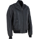 Mens Leather Bomber Jacket Black: Oscar Bomber