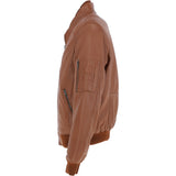 Mens Leather Bomber Jacket Tan: Oscar Bomber