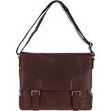 Mens Medium Leather Messsenger Bag Tan: Oscar