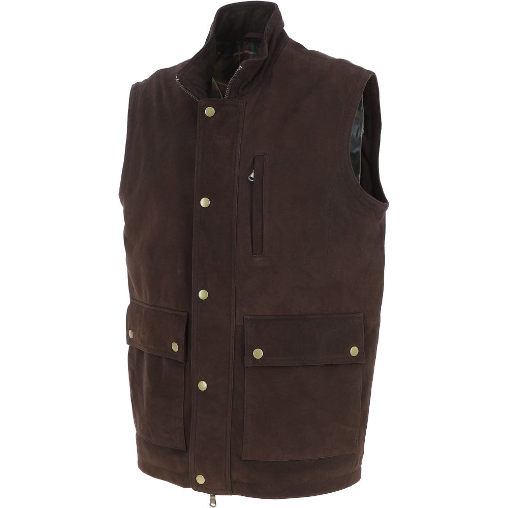 Fenland Mens Nubuck Leather Gilet Brown: Owen
