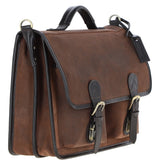 Men's Oily Hunter Leather Briefcase Brown: Jones