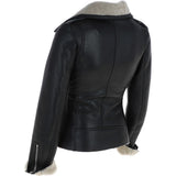 Womens Luxury Shearling Jacket Black/cream: P-47