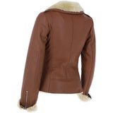 Womens Luxury Shearling Jacket Tan: P-47