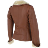 Womens Luxury Shearling Jacket Tan: P-47