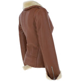 Womens Luxury Shearling Jacket Tan: P-47