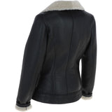 Womens Luxury Shearling Jacket Black/cream: P-48