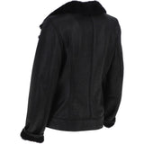 Womens Luxury Shearling Jacket Black: P-48