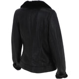 Womens Luxury Shearling Jacket Black: P-48