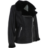 Womens Luxury Shearling Jacket Black: P-48