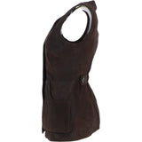 Womens Nubuck Leather Fitted Gilet Brown: Rider