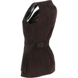 Womens Nubuck Leather Fitted Gilet Brown: Rider