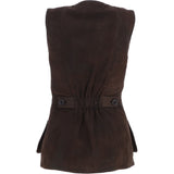 Womens Nubuck Leather Fitted Gilet Brown: Rider
