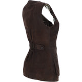 Womens Nubuck Leather Fitted Gilet Brown: Rider