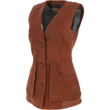 Womens Nubuck Leather Fitted Gilet Rust: Rider