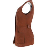 Womens Nubuck Leather Fitted Gilet Rust: Rider
