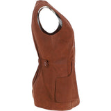 Womens Nubuck Leather Fitted Gilet Rust: Rider