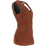 Womens Nubuck Leather Fitted Gilet Rust: Rider