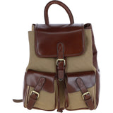 Unisex Leather Backpack - Rucksack Brandy/beige