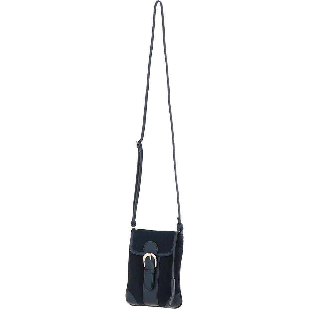 Ashwood Suede & Leather Small Crossbody Bag Navy: S-11