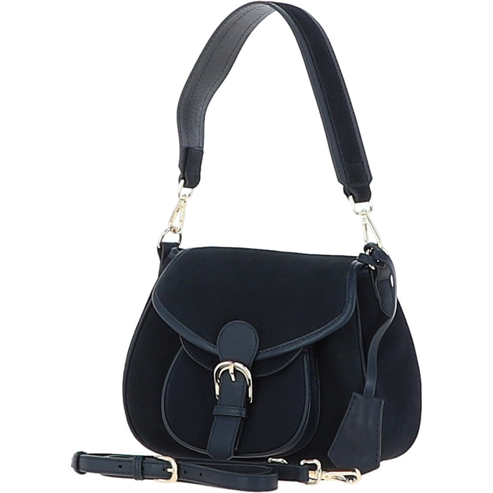 Ashwood Flap Over Suede Handbag Navy: S-15