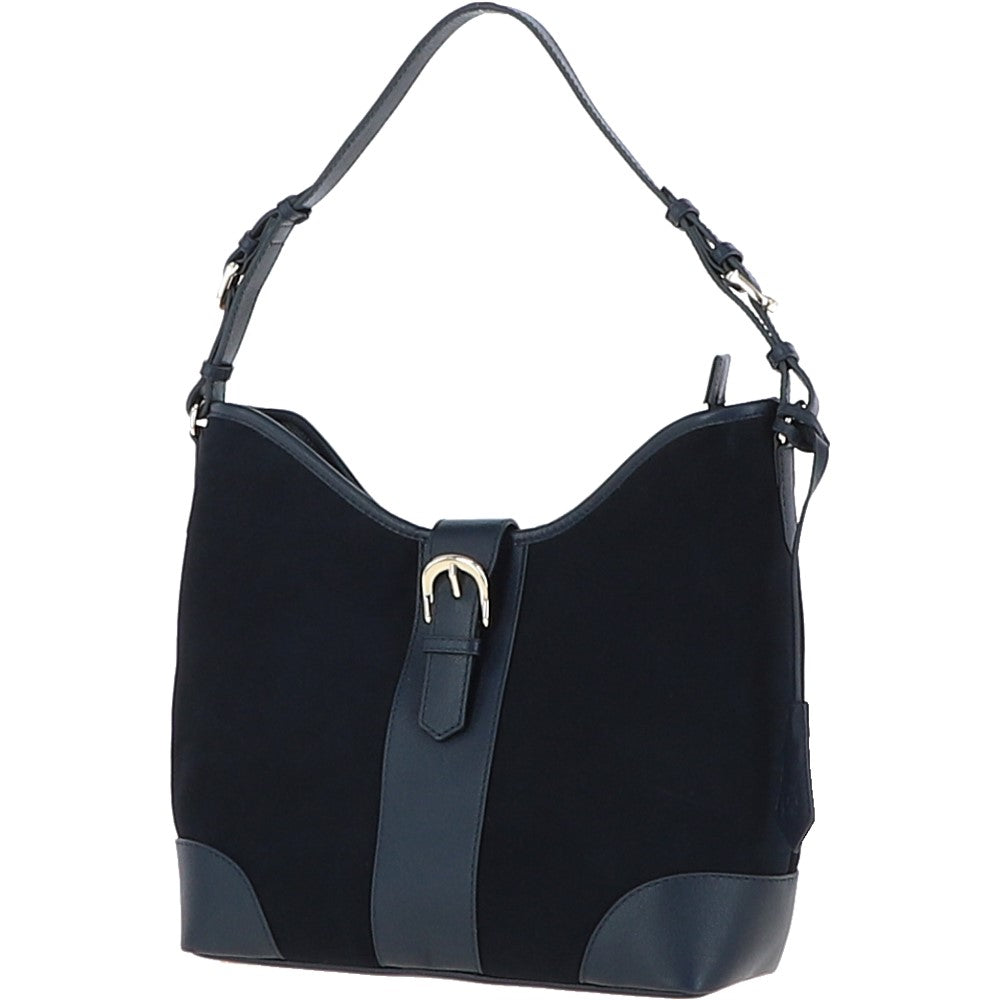 Ashwood Top Zip Suede Shoulder Handbag Navy: S-17