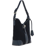 Ashwood Top Zip Suede Shoulder Handbag Navy: S-17