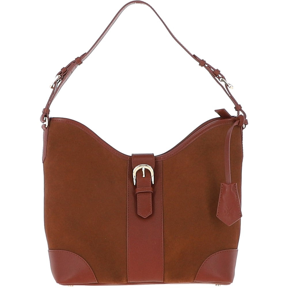 Ashwood Top Zip Suede Shoulder Handbag Tan: S-17