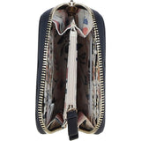 6 Card RFID Protected Zip Around Leather Purse Navy: S-5