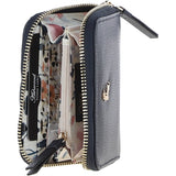6 Card RFID Protected Zip Around Leather Purse Navy: S-5