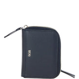 6 Card RFID Protected Zip Around Leather Purse Navy: S-5