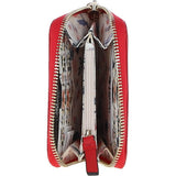 6 Card RFID Protected Zip Around Leather Purse Poppy Red: S-5