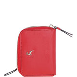 6 Card RFID Protected Zip Around Leather Purse Poppy Red: S-5