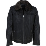 Leather Jacket With Detachable Collar Black: SANDOR