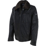 Leather Jacket With Detachable Collar Black: SANDOR