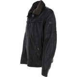 Leather Jacket With Detachable Collar Black: SANDOR