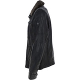 Leather Jacket With Detachable Collar Black: SANDOR