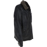 Leather Jacket With Detachable Collar Black: SANDOR